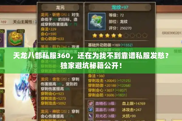 天龙八部私服360，还在为找不到靠谱私服发愁？独家避坑秘籍公开！