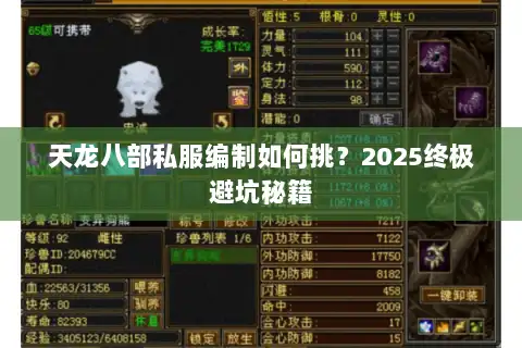天龙八部私服编制如何挑？2025终极避坑秘籍