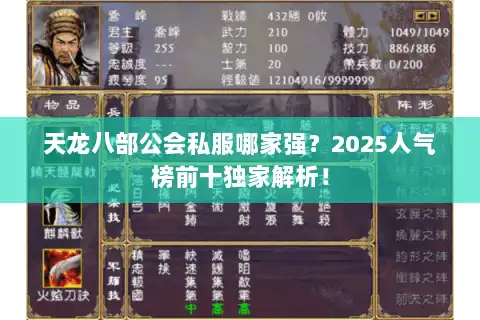 天龙八部公会私服哪家强？2025人气榜前十独家解析！