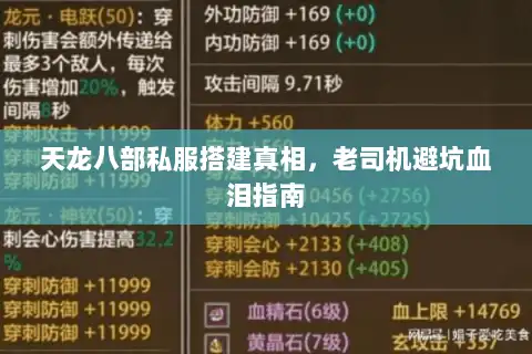 天龙八部私服搭建真相，老司机避坑血泪指南