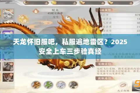 天龙怀旧服吧,私服遍地雷区?2025安全上车三步验真经 天龙怀旧服吧,私服遍地雷区?2025安全上车三步验真经