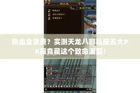 热血全浪费？实测天龙八部私服五大PK服竟藏这个致命漏洞！