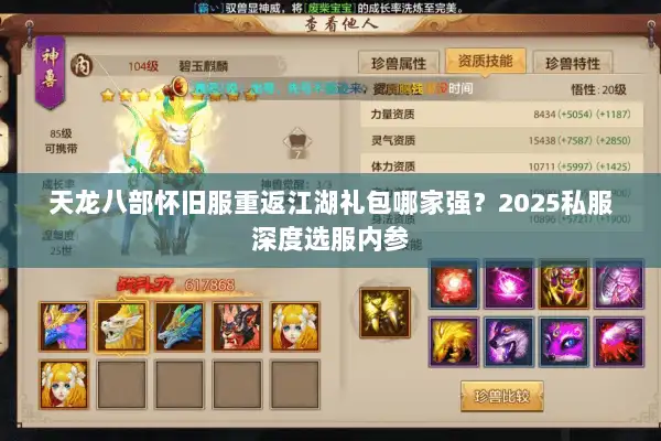 天龙八部怀旧服重返江湖礼包哪家强？2025私服深度选服内参