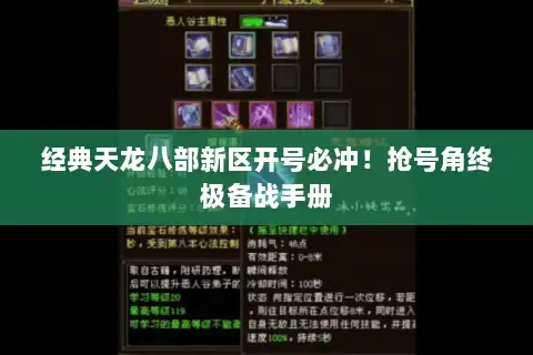 经典天龙八部新区开号必冲！抢号角终极备战手册