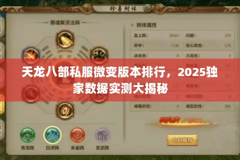 天龙八部私服微变版本排行，2025独家数据实测大揭秘