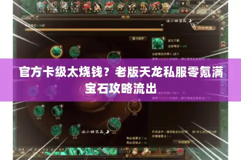 官方卡级太烧钱？老版天龙私服零氪满宝石攻略流出