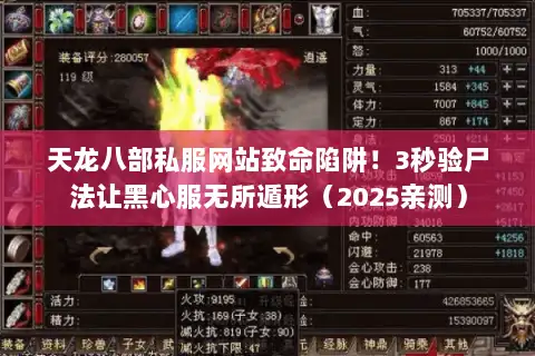 天龙八部私服网站致命陷阱！3秒验尸法让黑心服无所遁形（2025亲测）