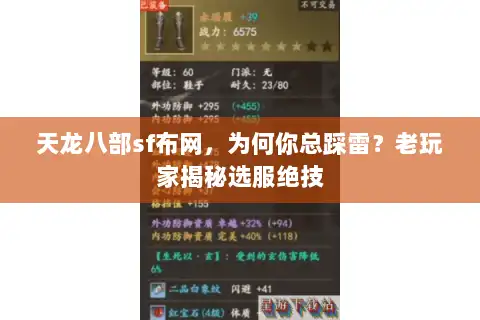 天龙八部sf布网，为何你总踩雷？老玩家揭秘选服绝技