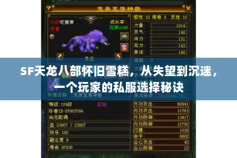 SF天龙八部怀旧雪糕,从失望到沉迷,一个玩家的私服选择秘诀 SF天龙八部怀旧雪糕,从失望到沉迷,一个玩家的私服选择秘诀