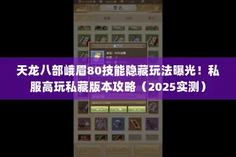 天龙八部峨眉80技能隐藏玩法曝光！私服高玩私藏版本攻略（2025实测）