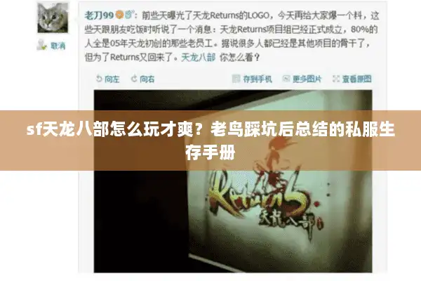 sf天龙八部怎么玩才爽？老鸟踩坑后总结的私服生存手册