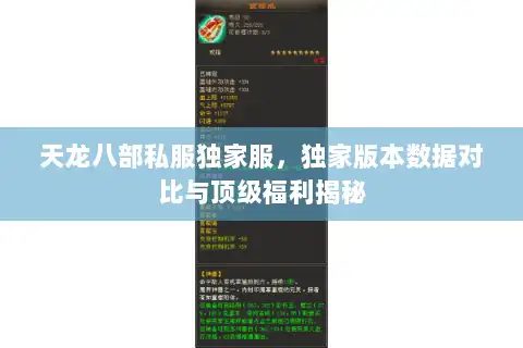 天龙八部私服独家服,独家版本数据对比与顶级福利揭秘 天龙八部私服独家服,独家版本数据对比与顶级福利揭秘