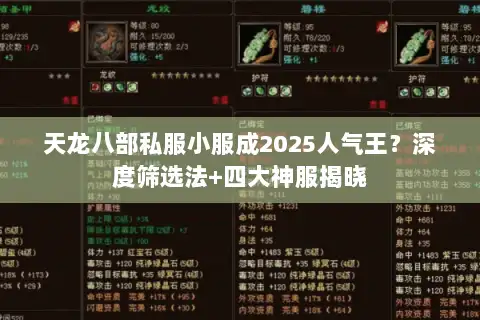 天龙八部私服小服成2025人气王？深度筛选法+四大神服揭晓