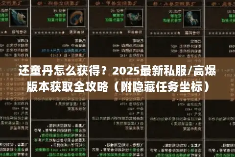 还童丹怎么获得？2025最新私服/高爆版本获取全攻略（附隐藏任务坐标）
