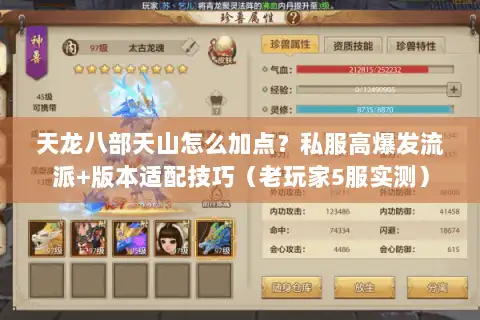 天龙八部天山怎么加点？私服高爆发流派+版本适配技巧（老玩家5服实测）