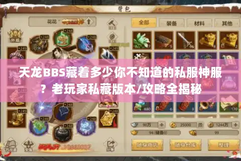 天龙BBS藏着多少你不知道的私服神服？老玩家私藏版本/攻略全揭秘