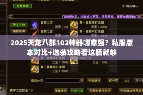 2025天龙八部102神器哪家强？私服版本对比+选装攻略看这篇就够
