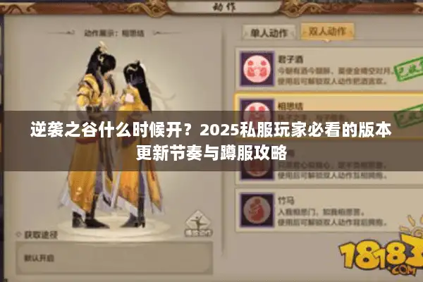 逆袭之谷什么时候开？2025私服玩家必看的版本更新节奏与蹲服攻略