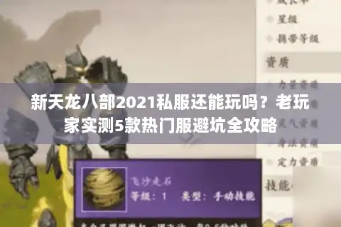 新天龙八部2021私服还能玩吗?老玩家实测5款热门服避坑全攻略 新天龙八部2021私服还能玩吗?老玩家实测5款热门服避坑全攻略