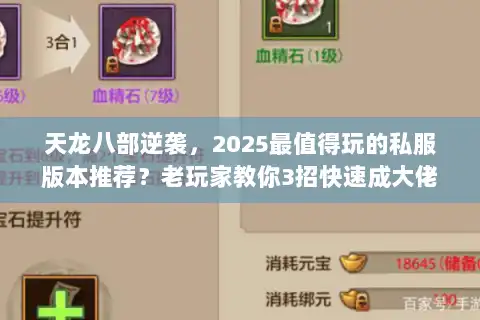 天龙八部逆袭,2025最值得玩的私服版本推荐?老玩家教你3招快速成大佬 天龙八部逆袭,2025最值得玩的私服版本推荐?老玩家教你3招快速成大佬