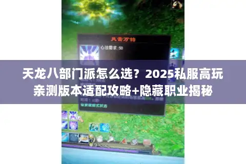 天龙八部门派怎么选？2025私服高玩亲测版本适配攻略+隐藏职业揭秘