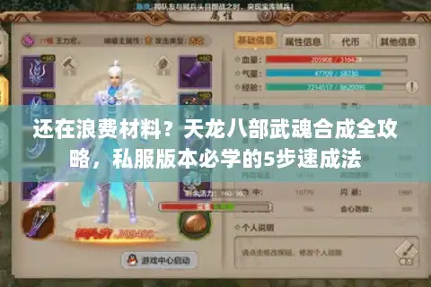 还在浪费材料？天龙八部武魂合成全攻略，私服版本必学的5步速成法