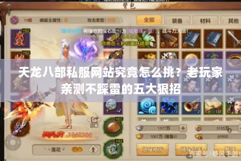 天龙八部私服网站究竟怎么挑？老玩家亲测不踩雷的五大狠招