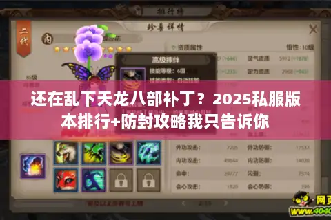 还在乱下天龙八部补丁？2025私服版本排行+防封攻略我只告诉你