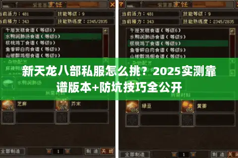 新天龙八部私服怎么挑？2025实测靠谱版本+防坑技巧全公开
