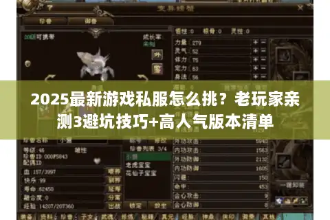 2025最新游戏私服怎么挑？老玩家亲测3避坑技巧+高人气版本清单