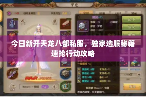 今日新开天龙八部私服，独家选服秘籍速抢行动攻略