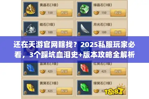 还在天游官网瞎找？2025私服玩家必看，3个踩坑血泪史+版本攻略全解析
