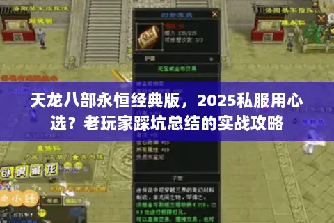 天龙八部永恒经典版，2025私服用心选？老玩家踩坑总结的实战攻略