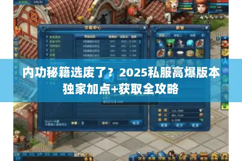 内功秘籍选废了？2025私服高爆版本独家加点+获取全攻略
