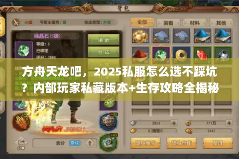 方舟天龙吧，2025私服怎么选不踩坑？内部玩家私藏版本+生存攻略全揭秘