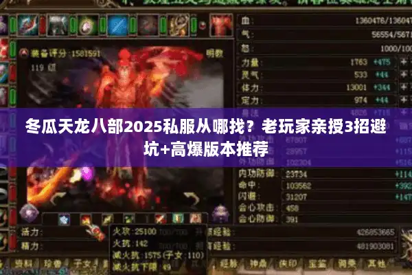冬瓜天龙八部2025私服从哪找？老玩家亲授3招避坑+高爆版本推荐