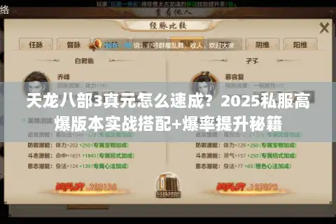 天龙八部3真元怎么速成？2025私服高爆版本实战搭配+爆率提升秘籍