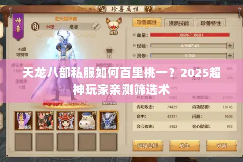 天龙八部私服如何百里挑一?2025超神玩家亲测筛选术 天龙八部私服如何百里挑一?2025超神玩家亲测筛选术