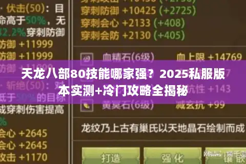 天龙八部80技能哪家强？2025私服版本实测+冷门攻略全揭秘