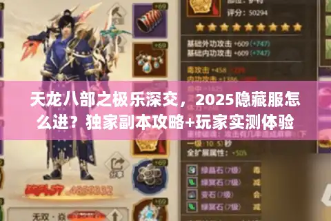 天龙八部之极乐深交，2025隐藏服怎么进？独家副本攻略+玩家实测体验