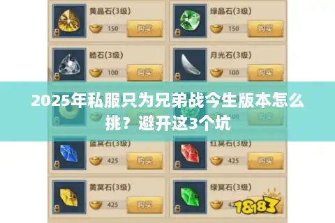 2025年私服只为兄弟战今生版本怎么挑？避开这3个坑