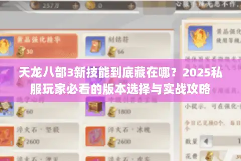 天龙八部3新技能到底藏在哪？2025私服玩家必看的版本选择与实战攻略