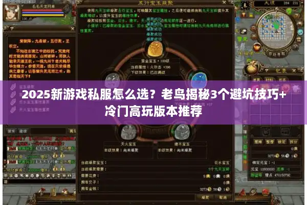 2025新游戏私服怎么选？老鸟揭秘3个避坑技巧+冷门高玩版本推荐