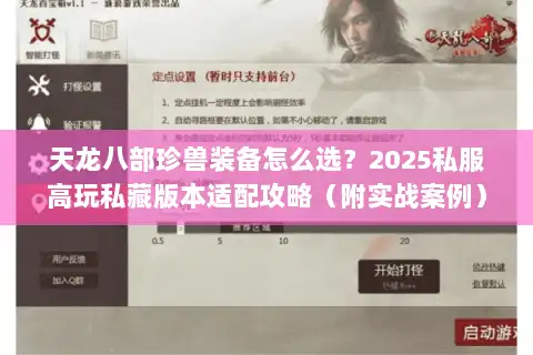 天龙八部珍兽装备怎么选？2025私服高玩私藏版本适配攻略（附实战案例）