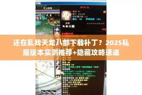还在乱找天龙八部下载补丁？2025私服版本实测推荐+隐藏攻略速递