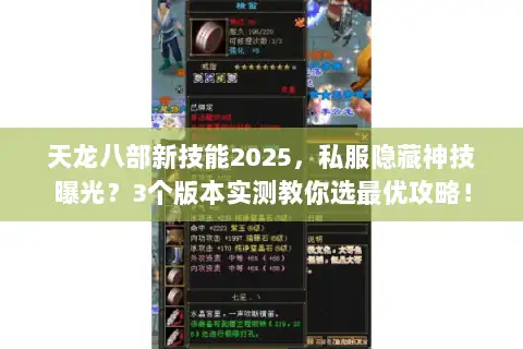 天龙八部新技能2025，私服隐藏神技曝光？3个版本实测教你选最优攻略！