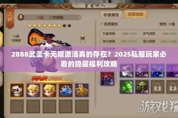 2888武圣卡无限激活真的存在？2025私服玩家必看的隐藏福利攻略