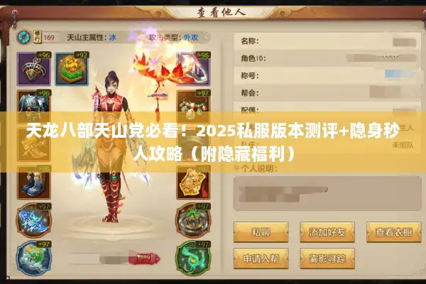 天龙八部天山党必看!2025私服版本测评+隐身秒人攻略(附隐藏福利) 天龙八部天山党必看!2025私服版本测评+隐身秒人攻略(附隐藏福利)