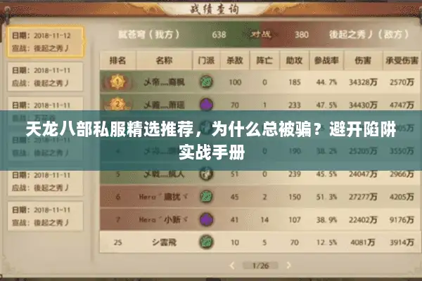 天龙八部私服精选推荐,为什么总被骗?避开陷阱实战手册 天龙八部私服精选推荐,为什么总被骗?避开陷阱实战手册