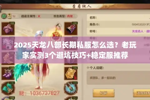 2025天龙八部长期私服怎么选？老玩家实测3个避坑技巧+稳定服推荐